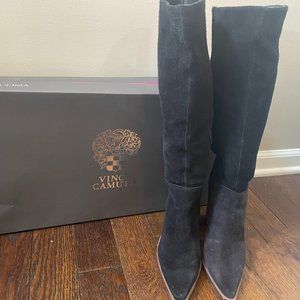 Vince Camuto Authentic Suede black Wendyknee high boots size8.5 great condition